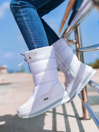 Snowboots voor dames met gewatteerde schacht, trekkoord en pluche voering - beeld 3