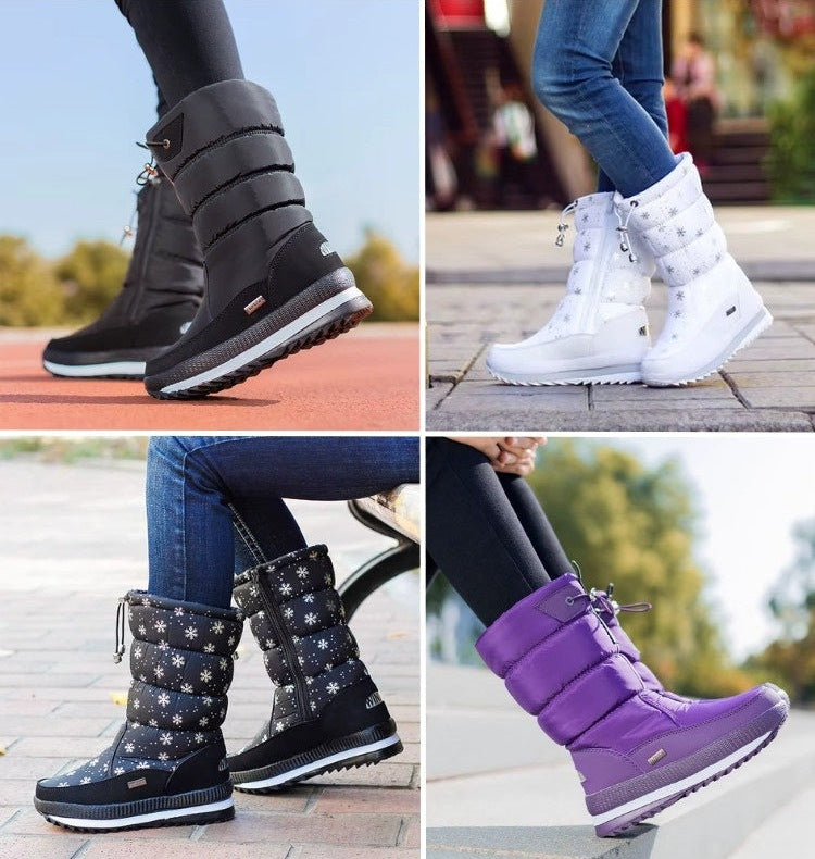Snowboots voor dames met gewatteerde schacht, trekkoord en pluche voering - beeld 4