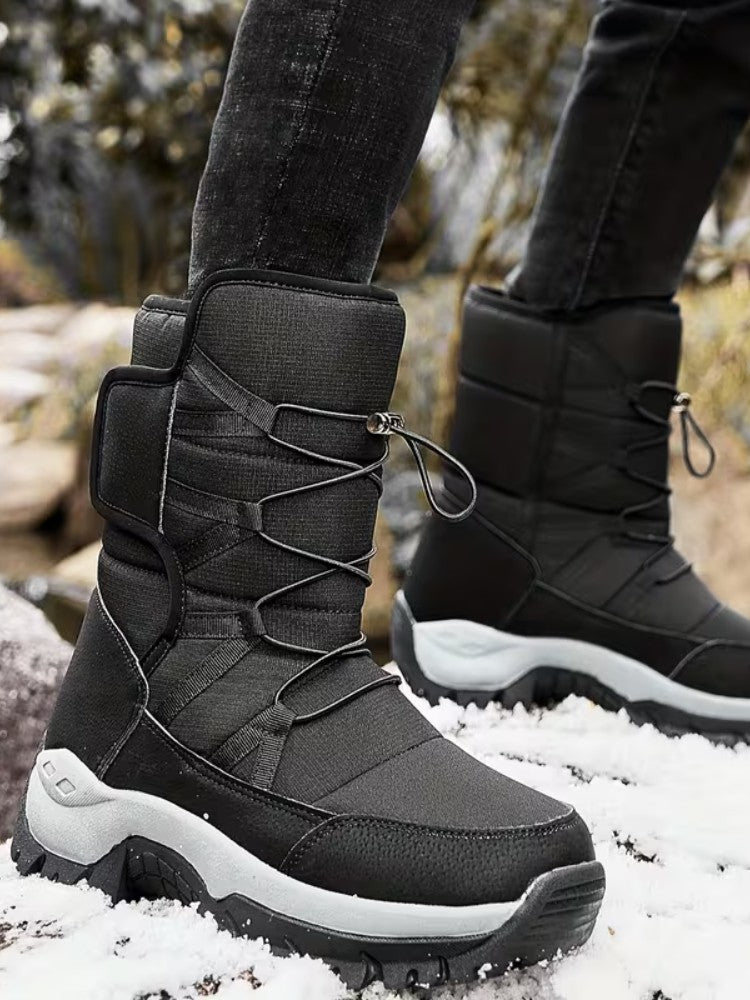 Snowboots voor heren met elastische snelveters, pluche voering en grove profielzool - beeld 2