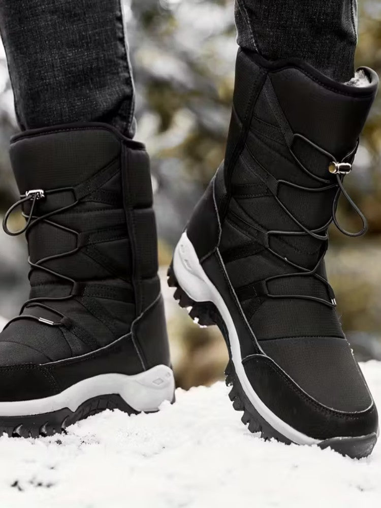 Snowboots voor heren met elastische snelveters, pluche voering en grove profielzool - beeld 3
