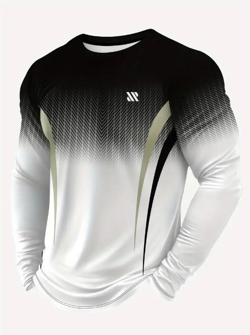 Sportshirt voor heren met lange mouwen en kleurverloop naar wit - zwart