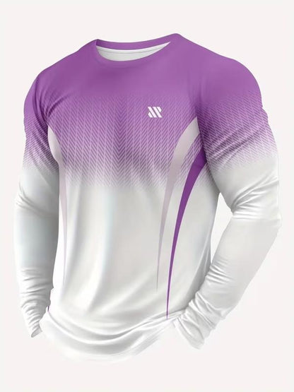 Sportshirt voor heren met lange mouwen en kleurverloop naar wit - paars