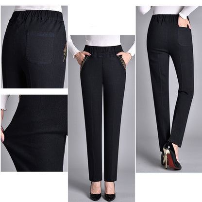 Spijkerbroek - dames - Met Elastische Taille en Zijzakken — Flatterend design met rechte pijp
