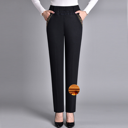 Spijkerbroek - dames - Met Elastische Taille en Zijzakken — Flatterend design met rechte pijp