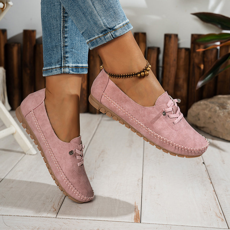 Loafers dames van zacht kunstleer - antislip in roze