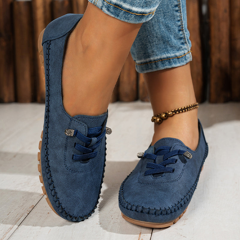 Loafers dames van zacht kunstleer - antislip in blauw