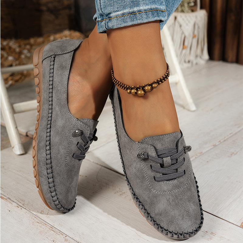 Loafers dames van zacht kunstleer - antislip in grijs