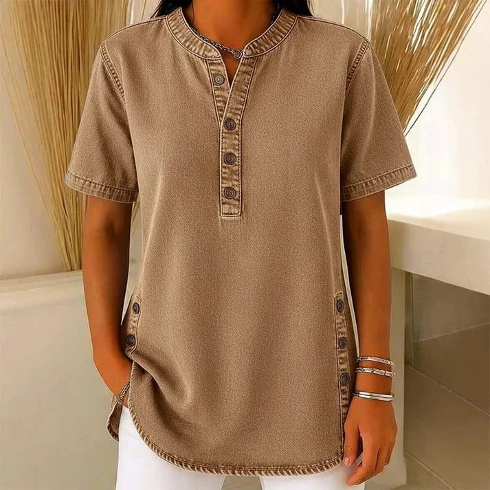 Tuniek dames in denimlook in Camel