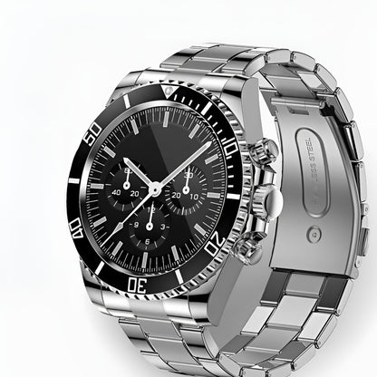 Stalen heren smartwatch met zwarte wijzerplaat en schakelband