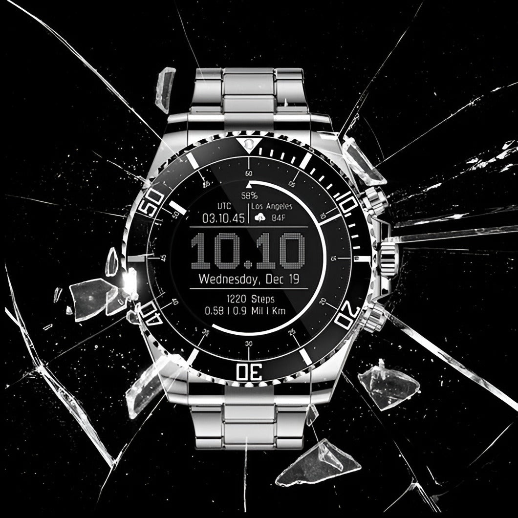 Stalen heren smartwatch met digitale wijzerplaat
