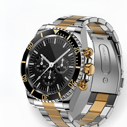 Stalen heren smartwatch in zilver met goud