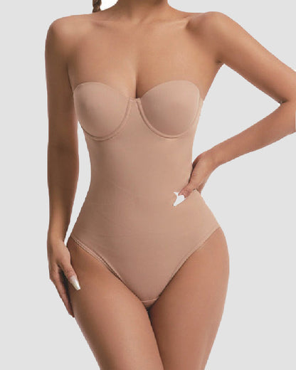Strapless shapewear body met voorgevormde cups en afneembare bandjes