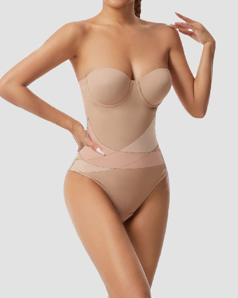 Strapless shapewear body met voorgevormde cups en afneembare bandjes