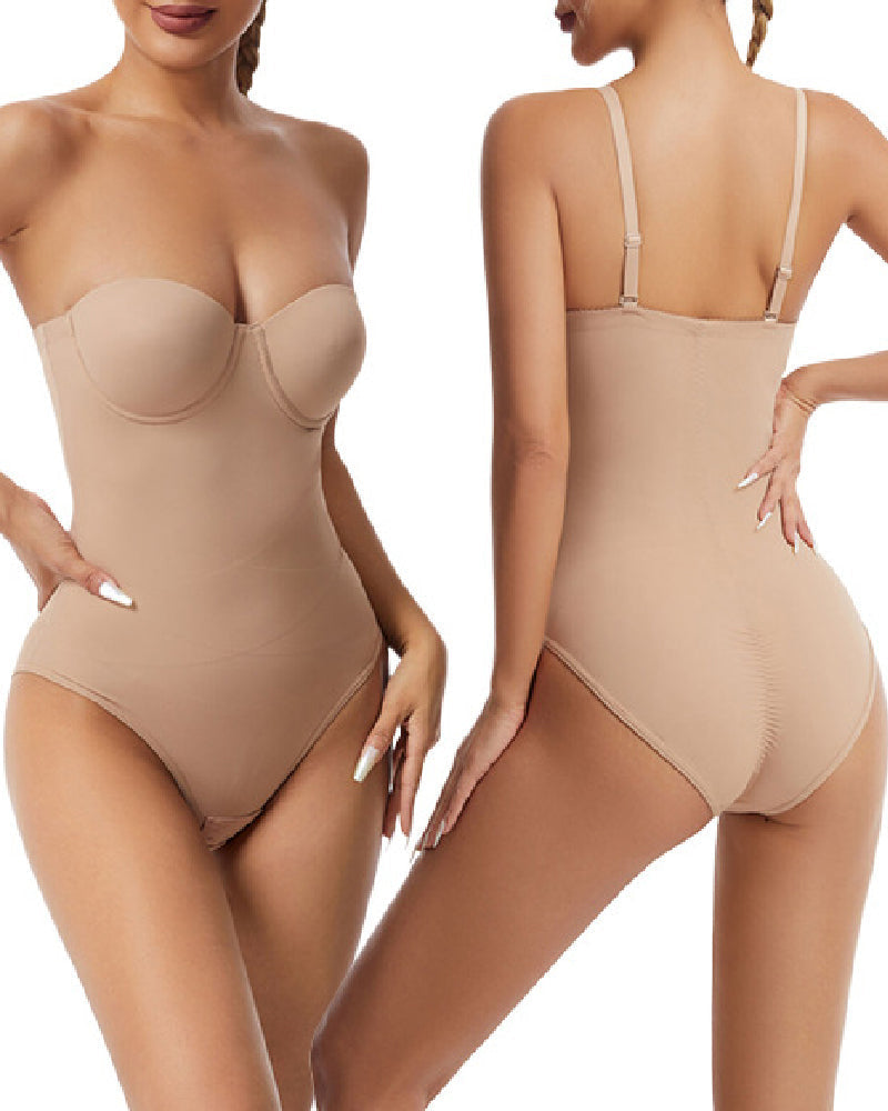 Strapless shapewear body met voorgevormde cups en afneembare bandjes