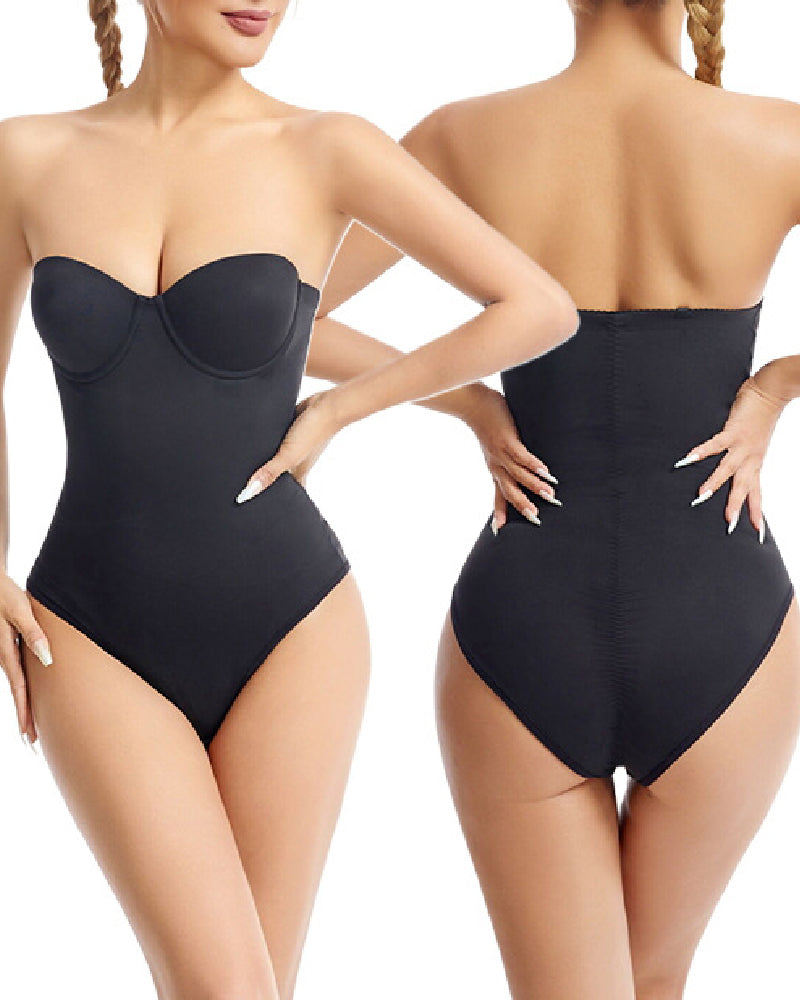 Strapless shapewear body met voorgevormde cups en afneembare bandjes