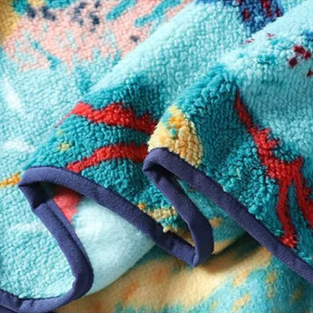 Teddy fleece herentrui met bergprint en drukknopen aan de hals - beeld 6