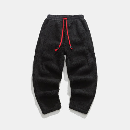 Teddy joggingbroek voor heren met rood trekkoord en elastische boord aan de enkel - beeld 2
