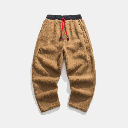 Teddy joggingbroek voor heren met rood trekkoord en elastische boord aan de enkel - beeld 4