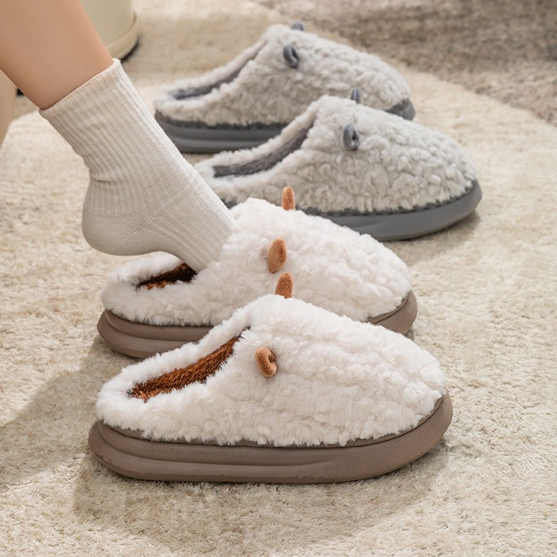 Teddy pantoffels voor dames met twee oortjes op de neus, pluche voering en dikke zool - beeld 14