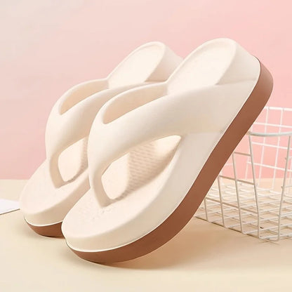 Teenslippers met brede band, voetbed met reliëf en dikke zool in contrastkleur - beeld 3