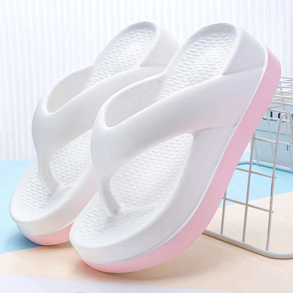 Teenslippers met brede band, voetbed met reliëf en dikke zool in contrastkleur - beeld 5