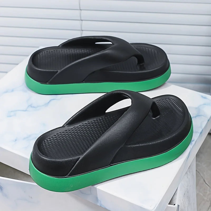 Teenslippers met brede band, voetbed met reliëf en dikke zool in contrastkleur - beeld 8