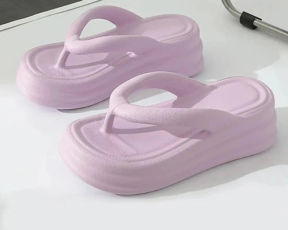 Teenslippers van EVA met dikke zool en brede bandjes - lila