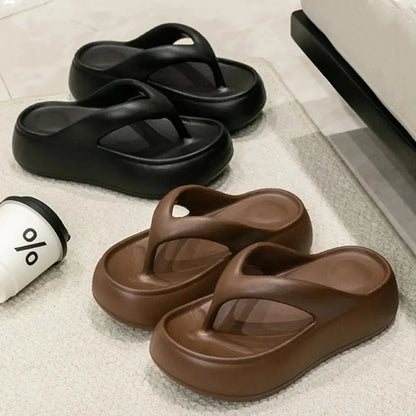 Teenslippers van EVA met hoge zool, brede bandjes en uitgehold voetbed - beeld 3