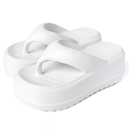 Teenslippers met hoge plateauzool en dikke teenband van EVA - wit