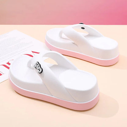 Teenslippers voor dames van EVA met dikke plateauzool in twee kleuren en brede band - beeld 6
