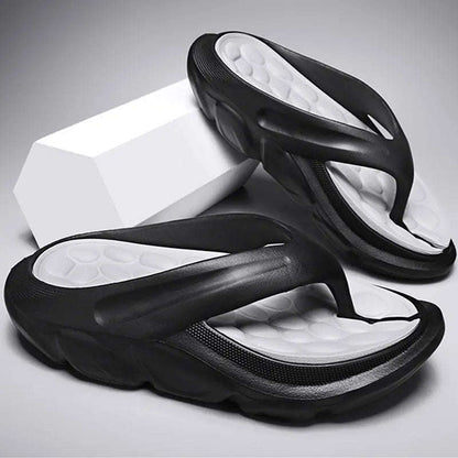 Teenslippers van EVA met dikke zool, voetbed met kiezelvormige noppen en brede band - beeld 3