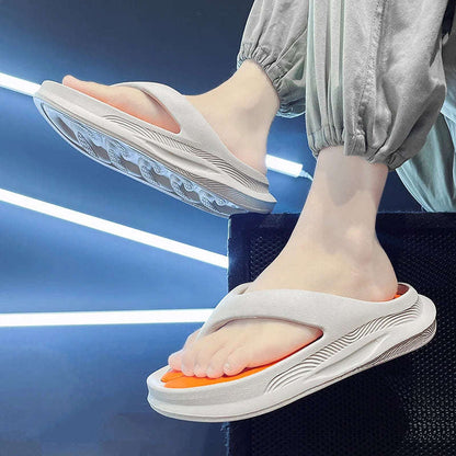 Teenslippers voor heren van EVA met dikke zool en noppenvoetbed in contrastkleur - beeld 3