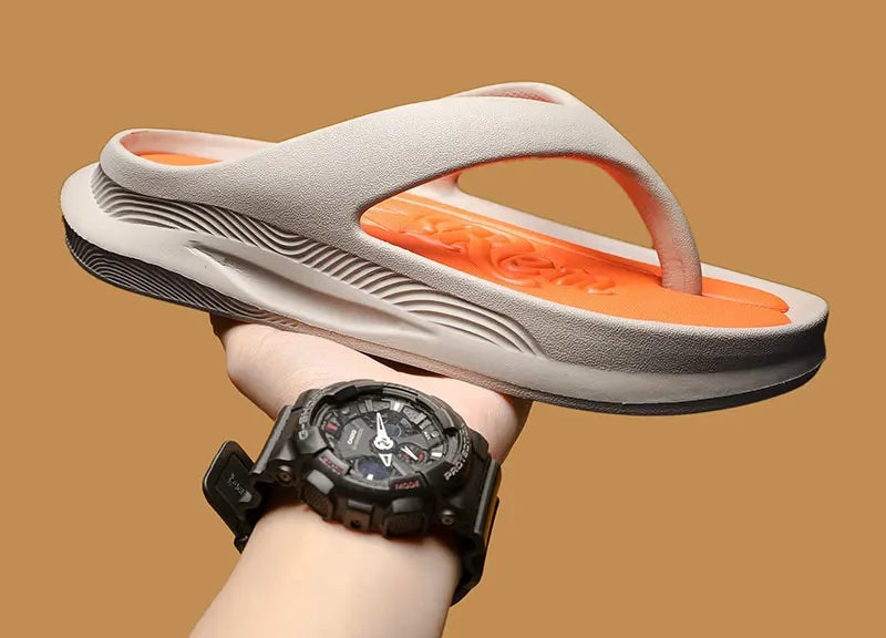 Teenslippers voor heren van EVA met dikke zool en noppenvoetbed in contrastkleur - beeld 8