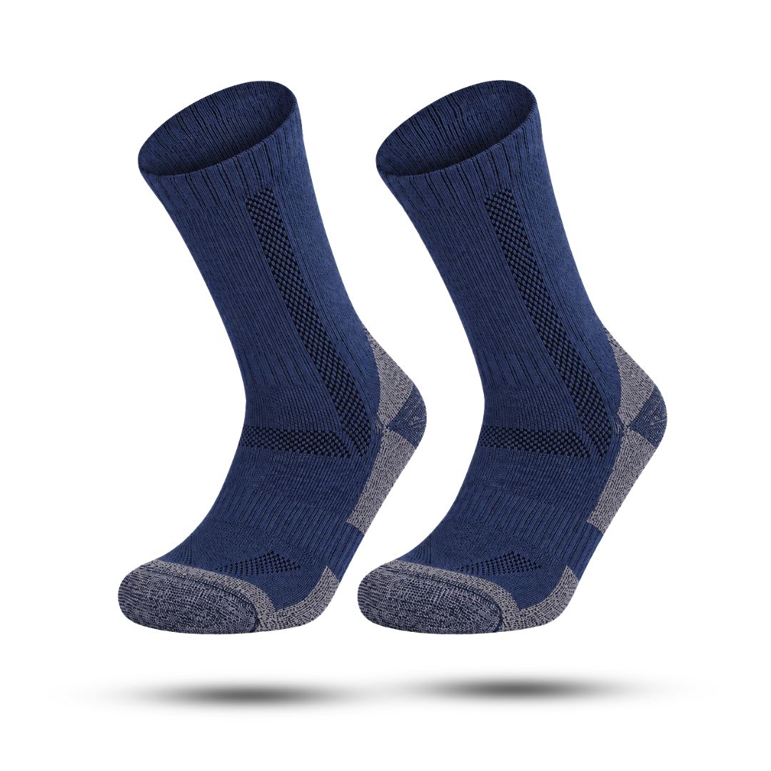 Halfhoge thermosokken met merinowol, badstofvoering en versterkte hiel en teen - marineblauw