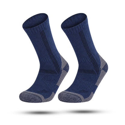 Halfhoge thermosokken met merinowol, badstofvoering en versterkte hiel en teen - marineblauw