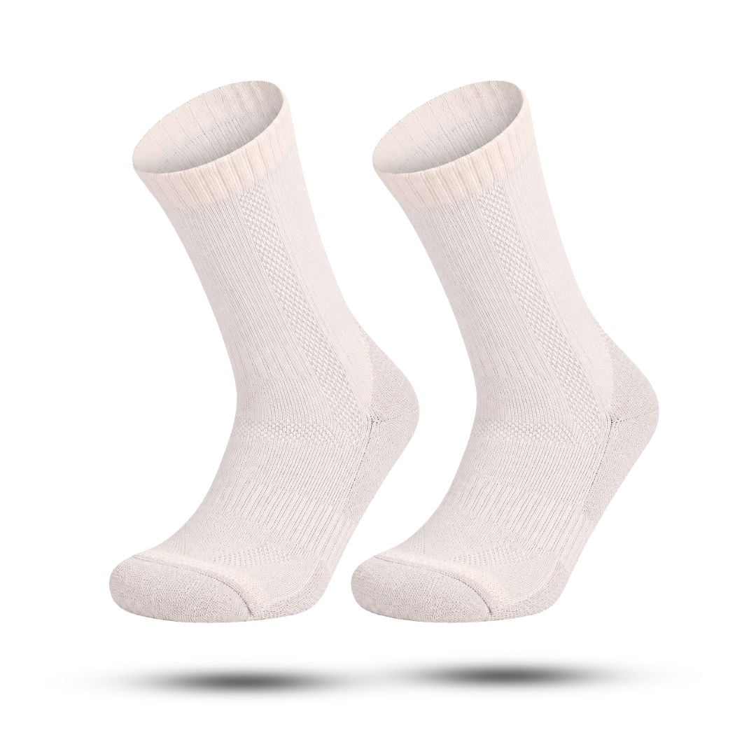 Halfhoge thermosokken met merinowol, badstofvoering en versterkte hiel en teen - crème