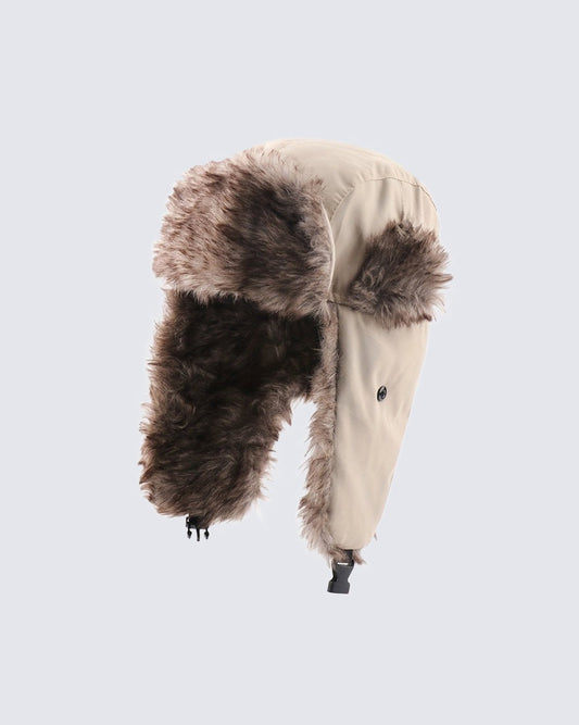 Trappermuts met oorflappen en voering van imitatiebont