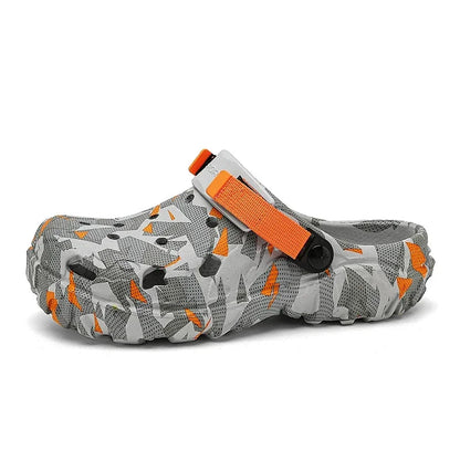 Tuinklompen van EVA met camouflageprint, gaten en verstelbare hielband - camouflage oranje
