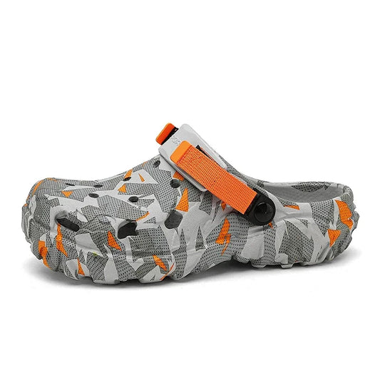 Tuinklompen van EVA met camouflageprint, gaten en verstelbare hielband - camouflage oranje