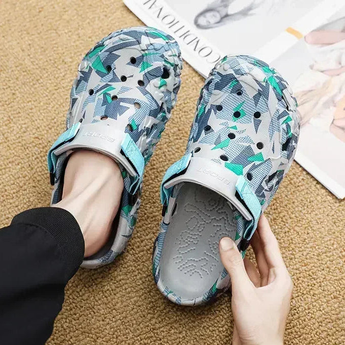 Tuinklompen van EVA met camouflageprint, gaten en verstelbare hielband - beeld 6