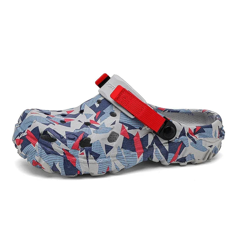 Tuinklompen van EVA met camouflageprint, gaten en verstelbare hielband - camouflage rood