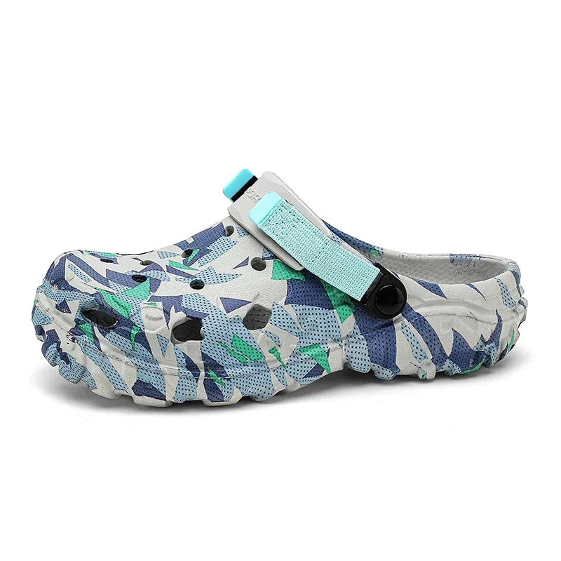 Tuinklompen van EVA met camouflageprint, gaten en verstelbare hielband - camouflage blauw