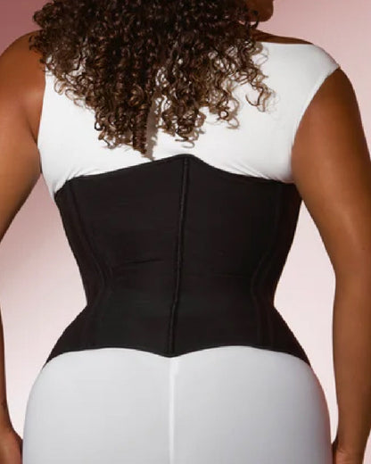 Underbust korset met rits aan de voorkant, baleinen en hartvormige biezen