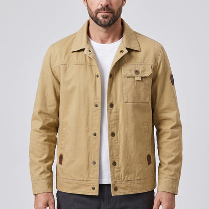 Utility herenjack met drukknopen en borstzak met klep - khaki