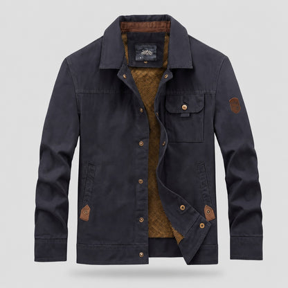 Utility herenjack met drukknopen en borstzak met klep - marineblauw