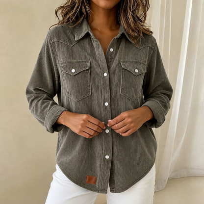 Overshirt dames in ribbreisel in Grijs