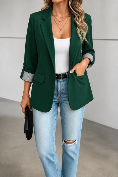 Blazer dames met omslagmouw in Donkergroen