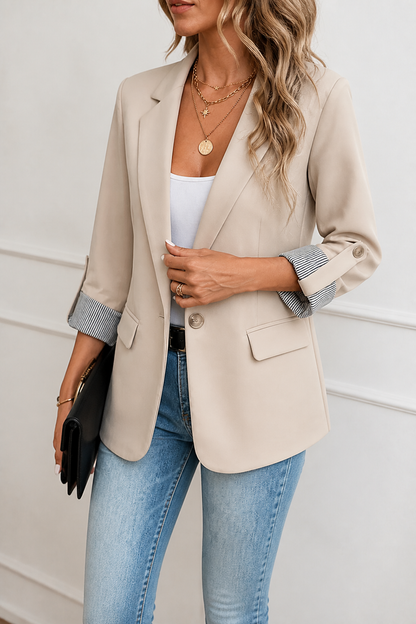 Blazer dames met omslagmouw in Beige