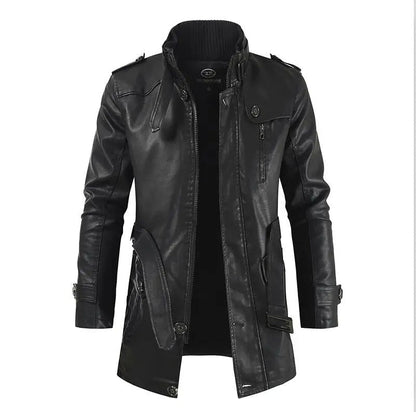 Heren Lange Leren Winterjas - Luxe Warmte en Tijdloze Stijl