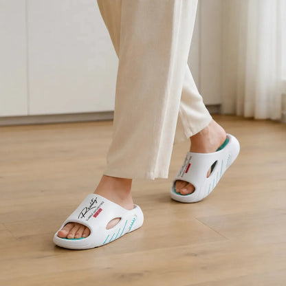 Badslippers met voetboogsteun - antislip in wit met aquablauw